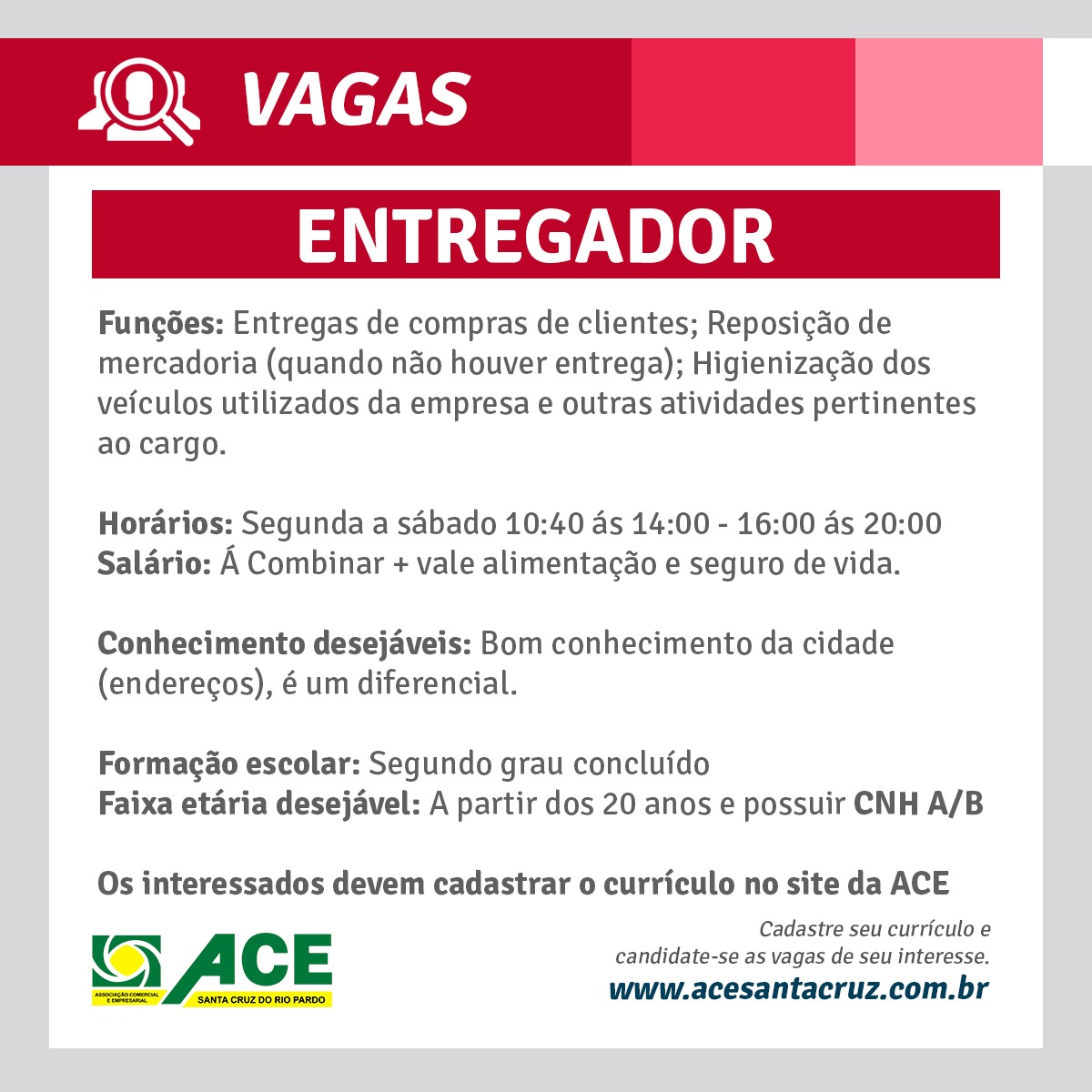 ACE Santa Cruz Vagas